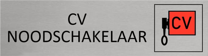 CombiCraft Aluminium deurbordje CV Noodschakelaar 165x45mm - per stuk