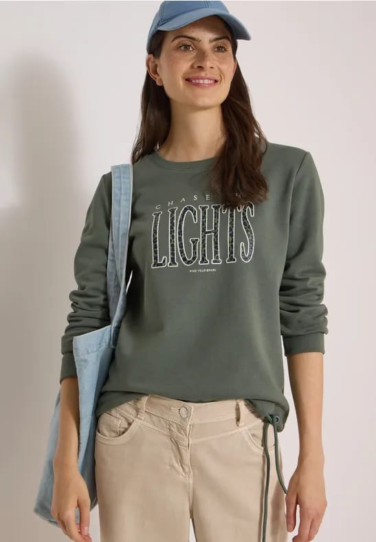 Sweatshirt met opdruk en trekkoord