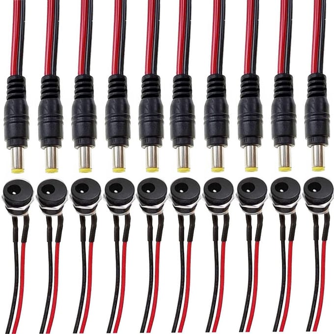 RUNCCI-YUN 12V 5A DC Paneelmontage Plug met 10 DC Power Jack Socket 5.5mm x 2.1mm