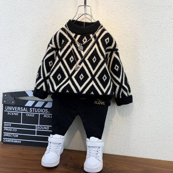Pluche Trui voor Jongens Winter Baby's Gebreide Trui Jas Lente en Herfst Basis Top Kinderen Dikke Wollen Trui 130