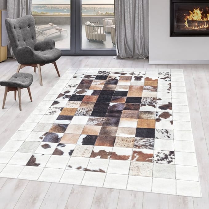 TapisTrend Antislipmatten Beige 80x150 cm Binnenkleed, patchworkstijl, comfortabel, voor dagelijks gebruik, antislip