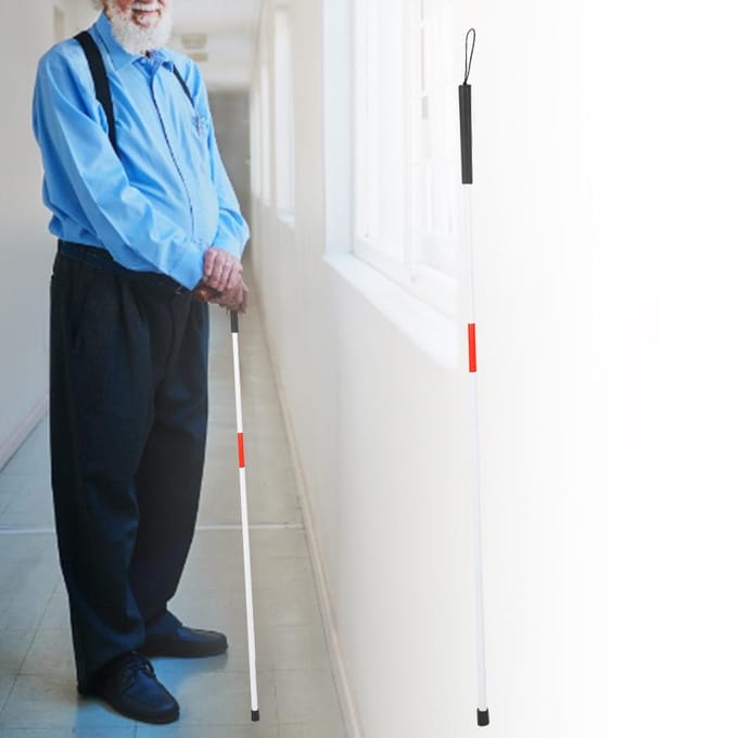 Canne de marche pliable portable en alliage d'aluminium réfléchissante pour personnes âgées white
