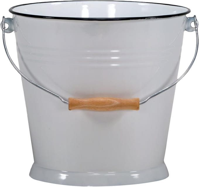 Witte Geëmailleerde Emmer 28 x 28 x 22,5 cm - Duurzaam en Veelzijdig