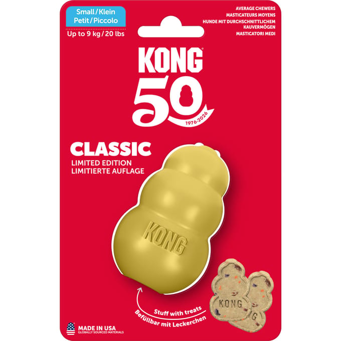 KONG Classic Gold maat S: Ø4,5xH7,5cm hondenspeelgoed