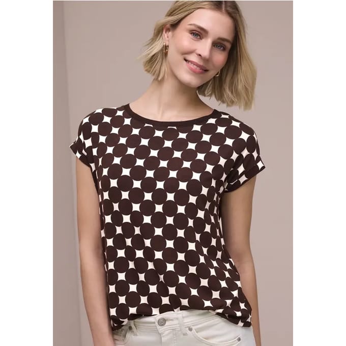 Shirt met boothals en print