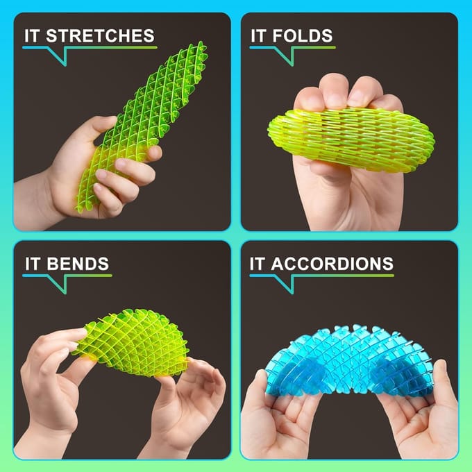 Fidget Worm Speelgoed Rekbaar Elastisch Mesh Stressverlichting Speelgoed voor Kinderen&Volwassenen 3D Telescopisch Decompressie Sensorisch Speelgoed Feestcadeaus blue