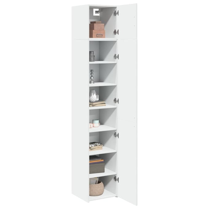 vidaXL - Opbergkast - smal - 40x42,5x225 - cm - bewerkt - hout - wit