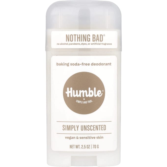 Humble Brands, Baking Soda-Free Deodorant, Simply Unscented, 2.5 oz (70 g) white