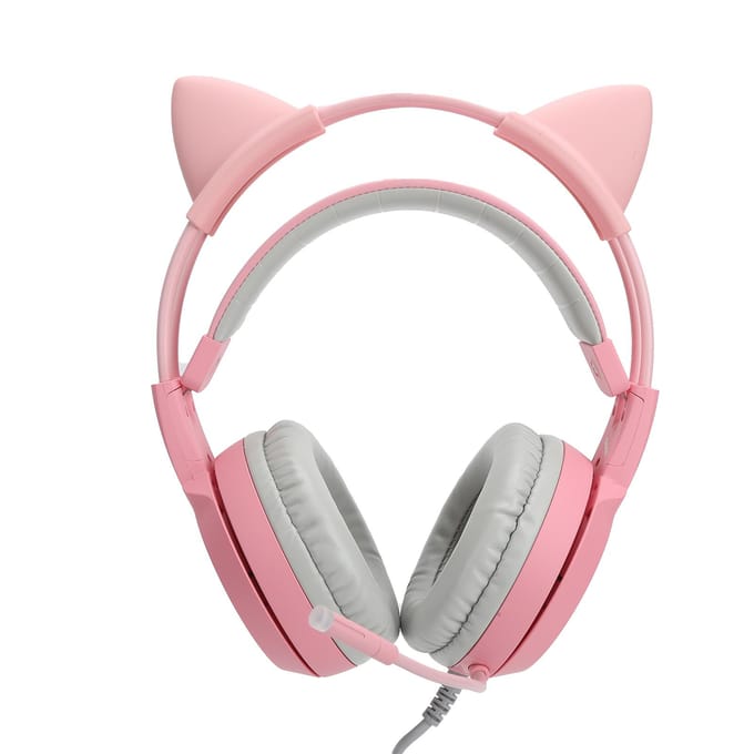 Somic Headset Microfoon Hoofdband 7.1 Kanaals Hoofd USB Broadcast Roze Licht voor ESports roze