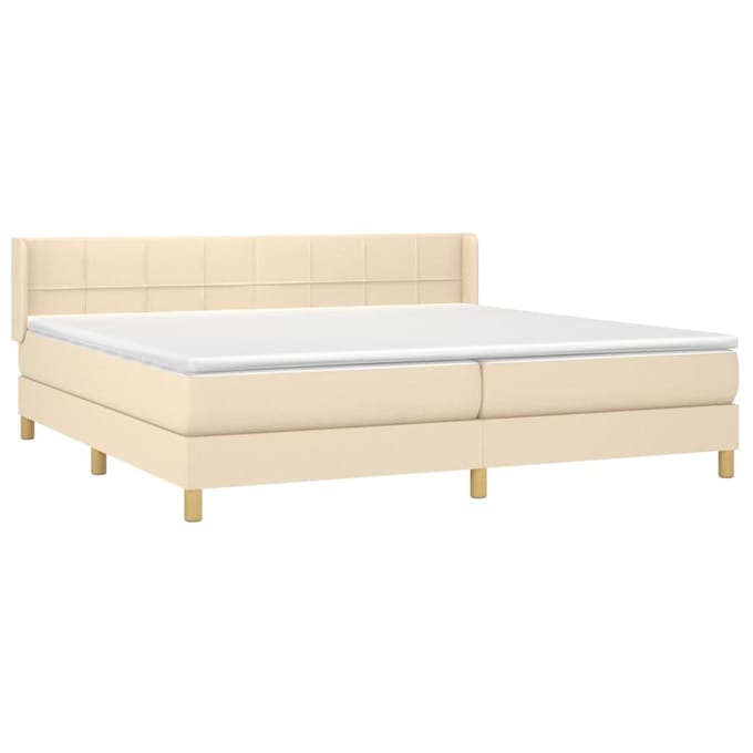 vidaXL - Boxspring - met - matras - stof - crèmekleurig - 200x200 - cm