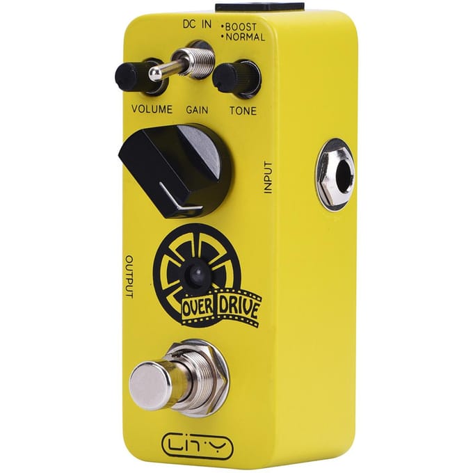 Lity Overdrive Gitaarpedaal Overdrive Mini Pedaal met 2 Modi van NORMAAL/BOOST Geluid van Buizen geel