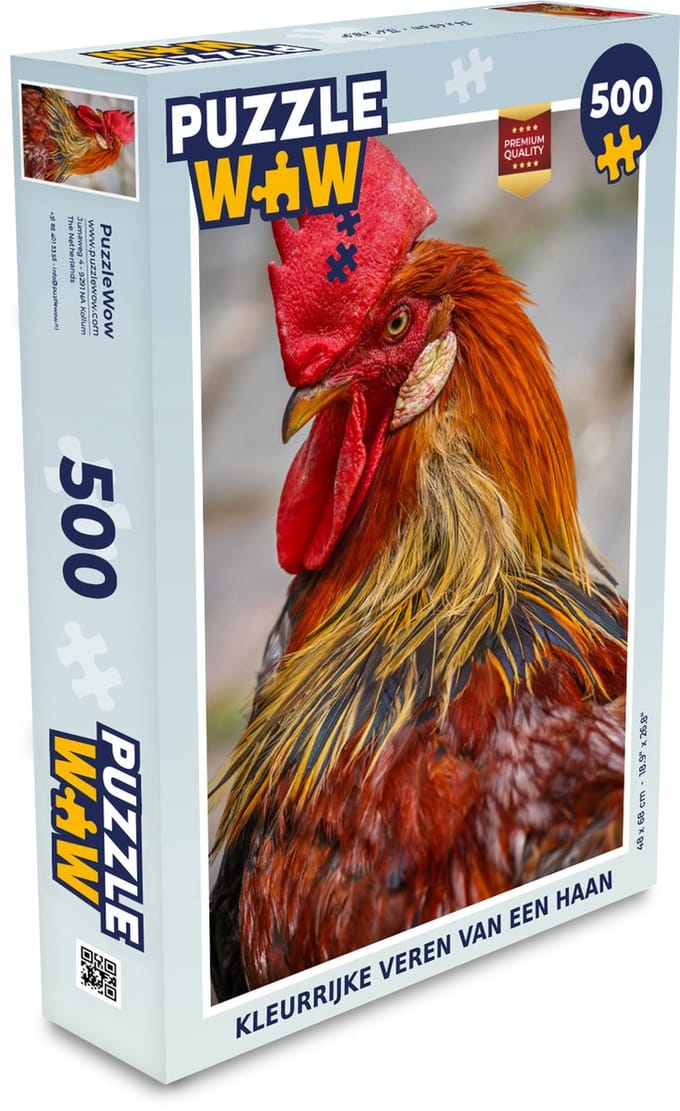 Puzzel Kleurrijke veren van een haan - Legpuzzel - Puzzel 500 stukjes