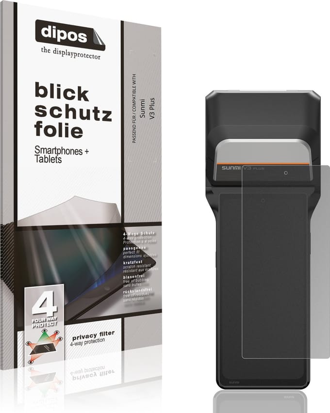 dipos – Matte Privacy Screenprotector geschikt voor Sunmi V3 Plus | Anti-Spy Beschermfolie