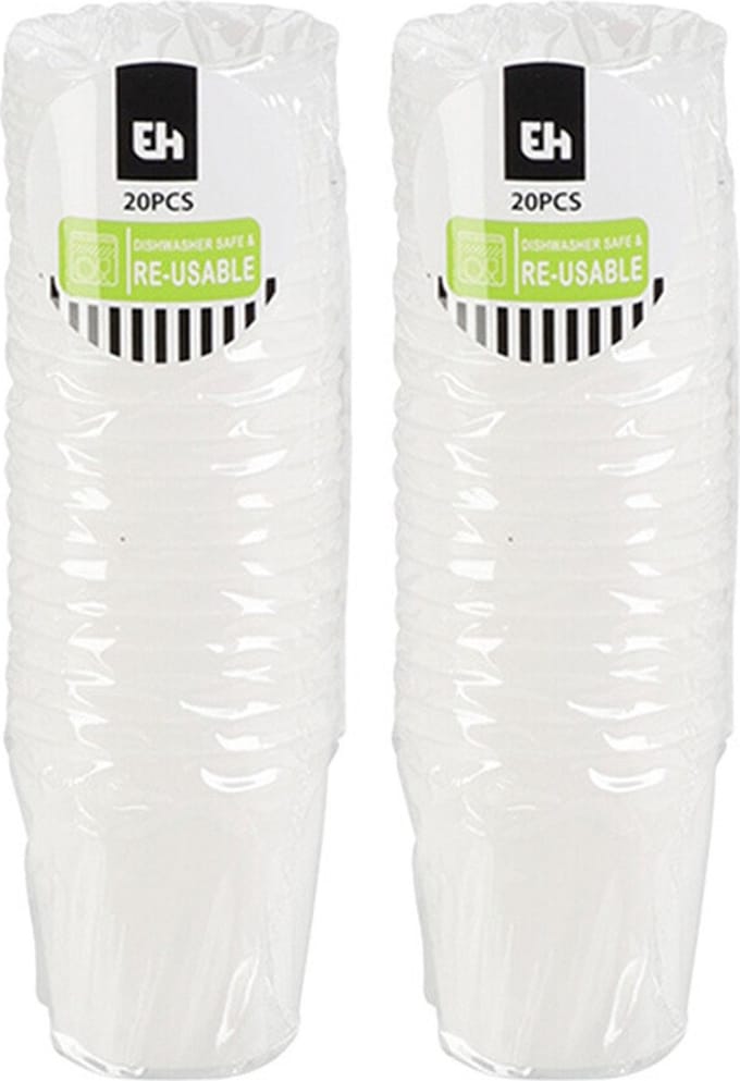 Excellent Houseware shotglas - 40x - wit - kunststof - 30 ml - herbruikbaar