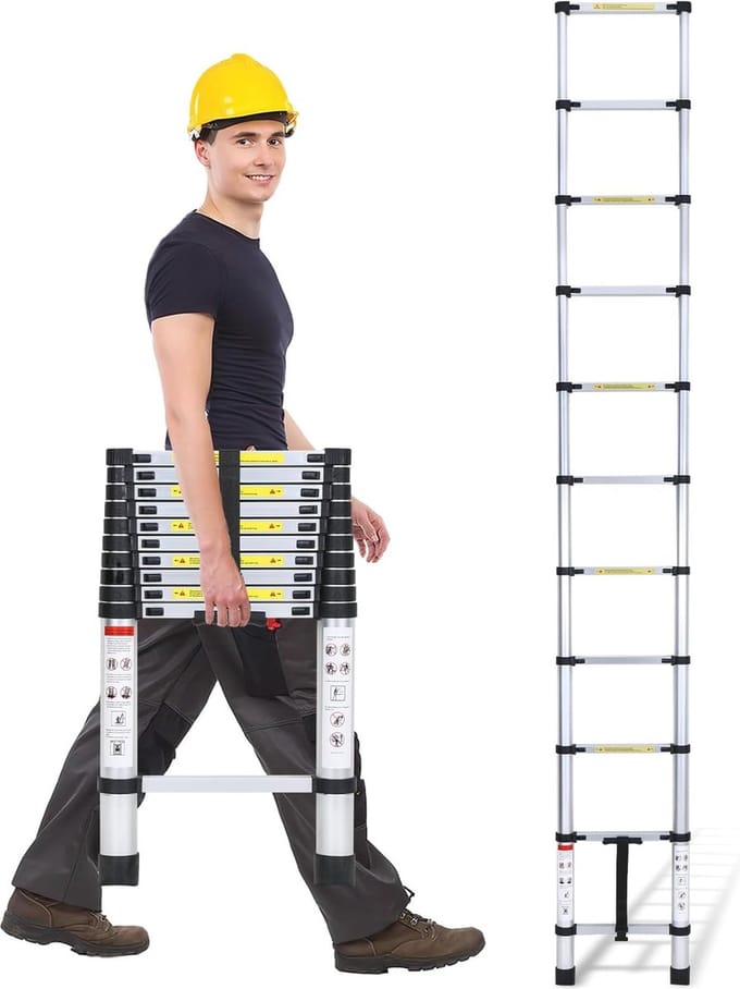 Multifunctionele Telescoopladder 3.2 m - Uittrekbare Aluminium Ladder met Antislip