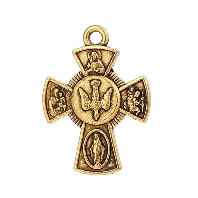 Ketting met kruis hanger afbeeldingen goudkleur
