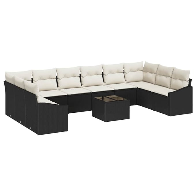 vidaXL Bankstel 11 st Zwart poly rattan