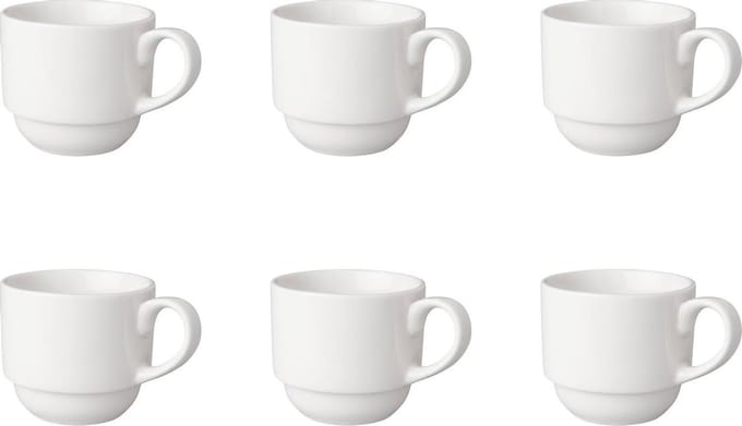 Mammoet - Koffiekop breed - Budgetline - 20 cl - Wit - Porselein - 6 stuks
