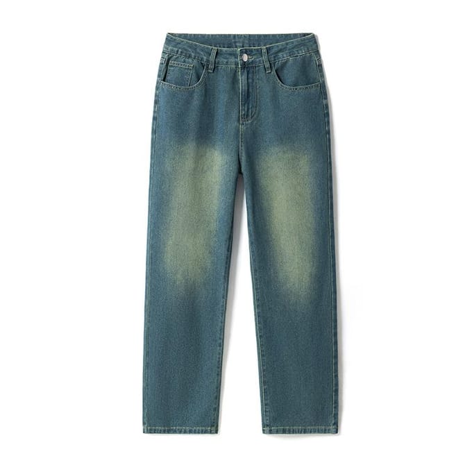 Jeans Heren Amerikaanse Rechte Retro Gewassen Vloerbroek 36 white