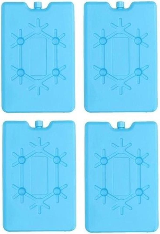 Koelelement plat - 4x - blauw - 200 ml - 11 x 16 cm - koeltas/koelbox element
