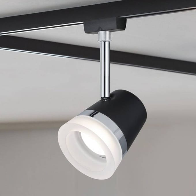 URail Railspot Cone GU10 max. 10W dimbaar 230V Zwart mat, Chroom