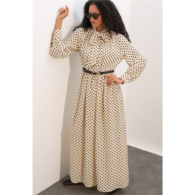 Gestippelde Maxi Shirtjurk
