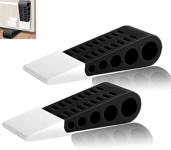 Duurzame deurstoppers set van 2, antislip deurwiggen van rubber, ideaal voor deuren, ramen en meubels met dubbele grip