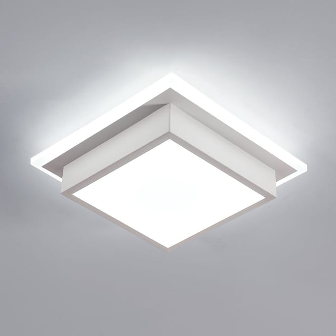 Haobosic Vierkant Acryl - Plafondlamp - Zandwit - 20W Wit 6500K - Energiezuinig