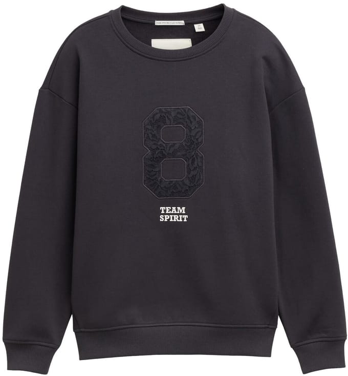 Tom Tailor - Oversized sweatshirt met applicatie - Maat 128 - coal grey