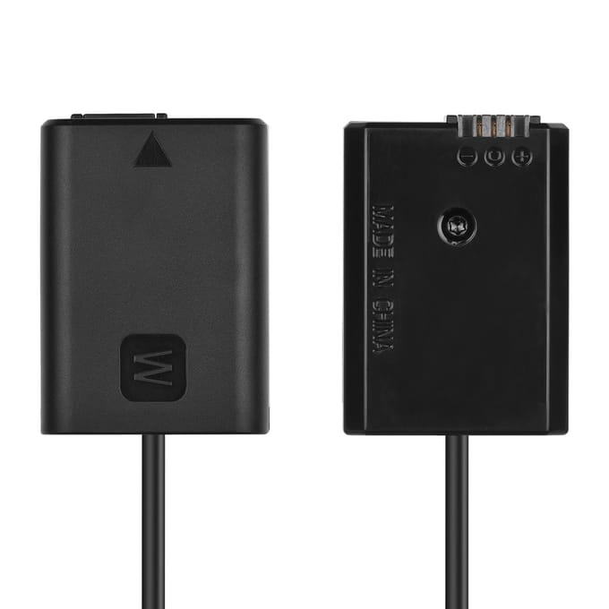 Andoer DC Coupler Dummy Batterij en USB-C Type-C AC Converter Voedingsadapterkabel voor NP-FW50 zwart