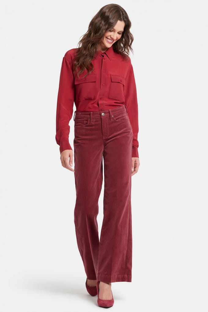 Teresa Wijde Pantalon Rood Corduroy