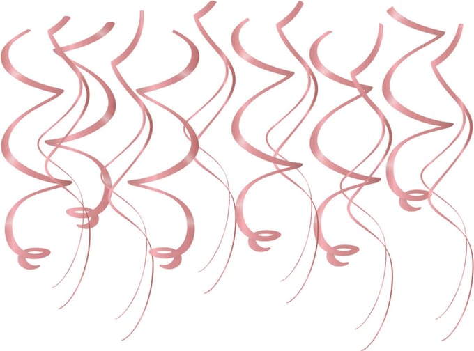 Swirl decorations | Slingers | Kleur: Rose goud | Lengte: 70cm | Inhoud: 12 stuks