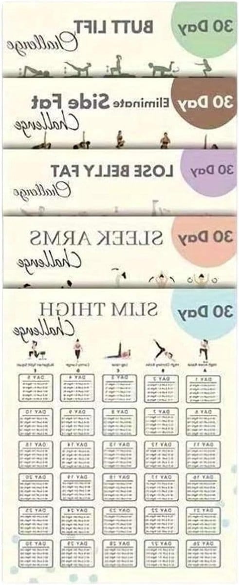 Workout Posters - Fitness Gids - Thuis Trainen - 30 Dagen Plan - 26 x 22 cm - Meerdere
