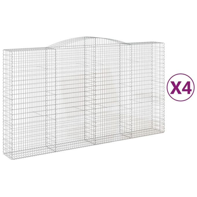 vidaXL - Schanskorven - 4 - st - gewelfd - 400x50x220/240 - cm - ijzer