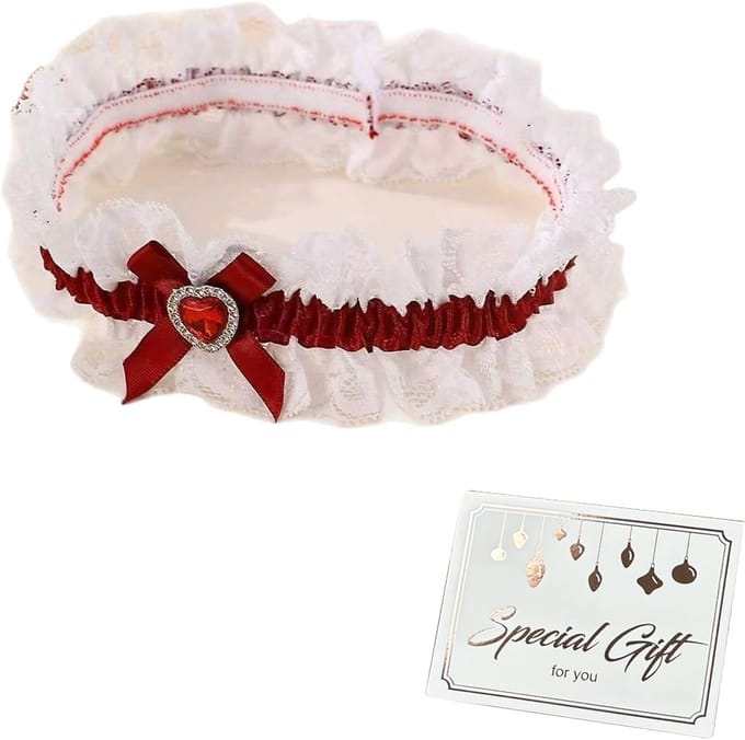 Bruid Kousenband - Bruiloft Accessoire - Bruiloft Feest - Elastisch Kant Ontwerp - 21 x 5 cm - Rood