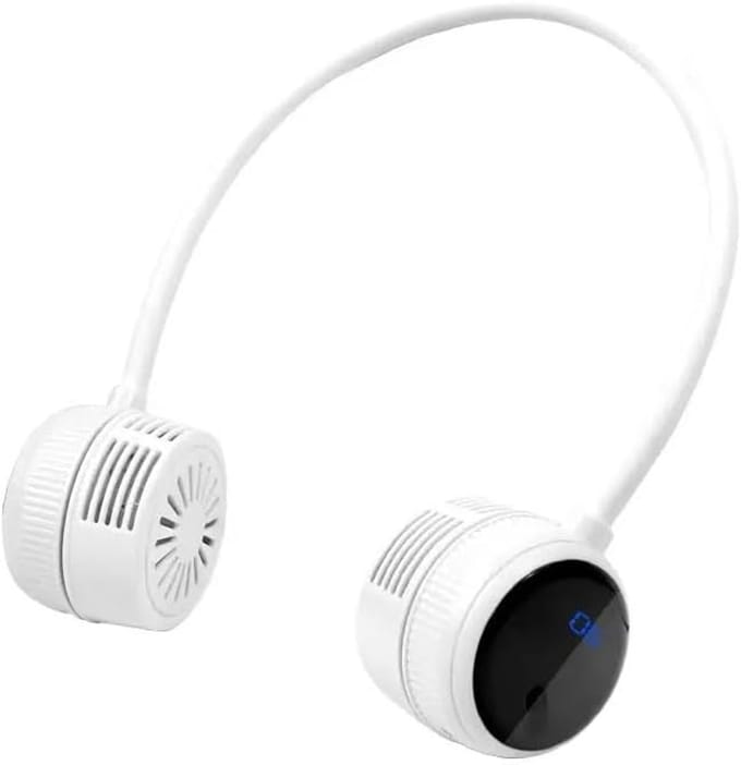 Nekventilator - Persoonlijke nekventilator - Mini-nekventilator - Gezichtsventilator - Draagbare, opvouwbare nekventilator - Drie snelheden - met display - Wit - 1 stuk