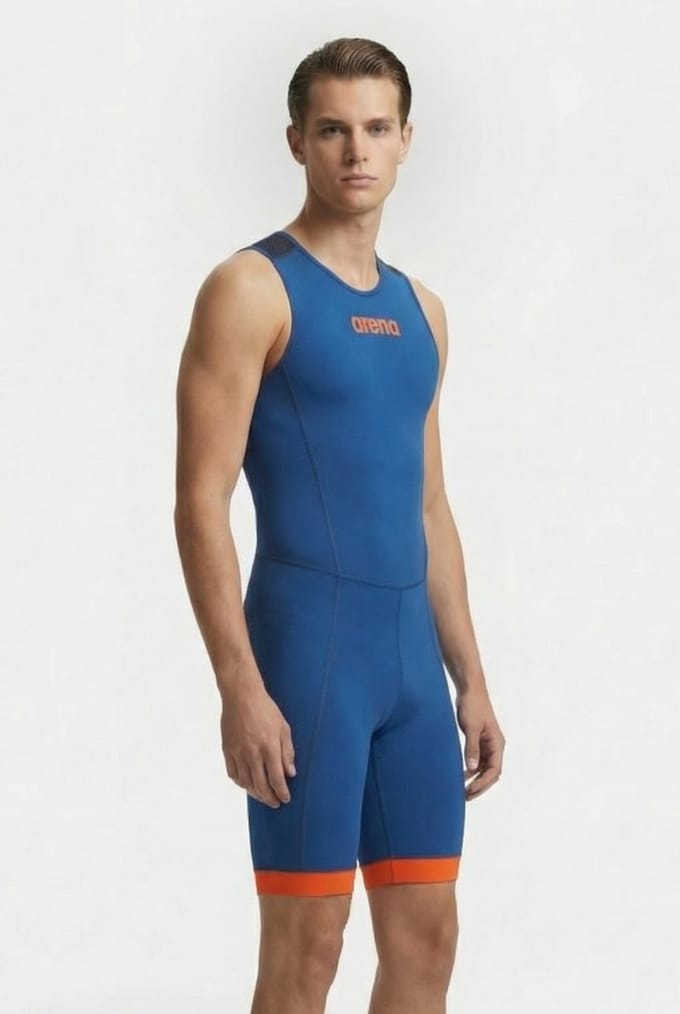 Arena M Trisuit St 2.0 Rear Zip Royal/orange Maat: XS | Badmode Outlet | Heren | Blauw