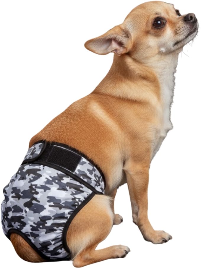 Sharon-B Loopsheidbroekje hond Camouflage grijs - Maat XS - Wasbaar
