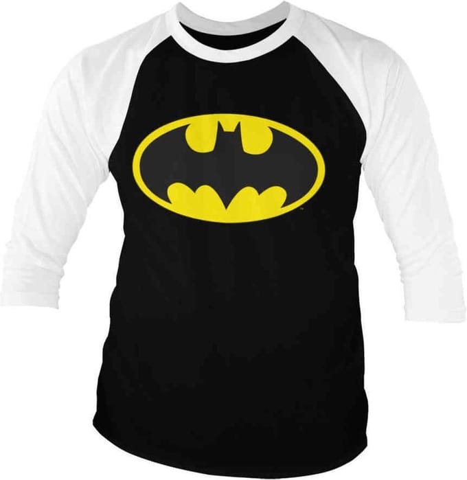 DC Comics Batman Raglan top -M- Signal Logo Zwart/Wit