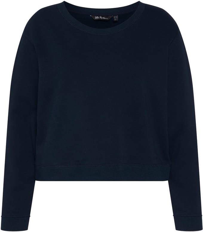 Ulla Popken - Dames - sweatshirt kort oversized ronde hals lange mouwen - Marine - Maat 46+