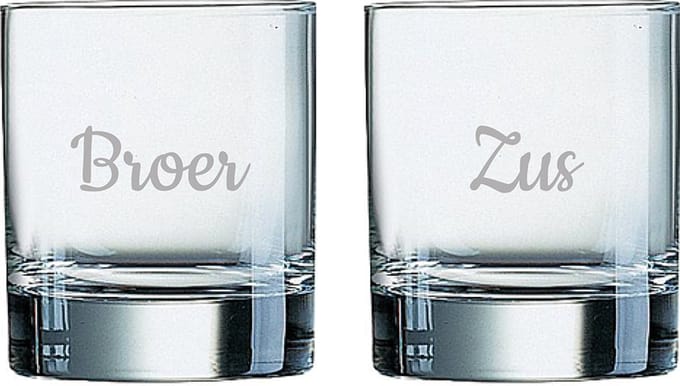 Gegraveerde Whiskeyglas 20cl Broer-Zus