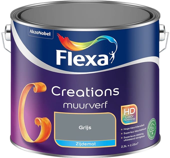 Flexa - Creations Muurverf Zijdemat - Grijs - Mengverf - 2,5 L