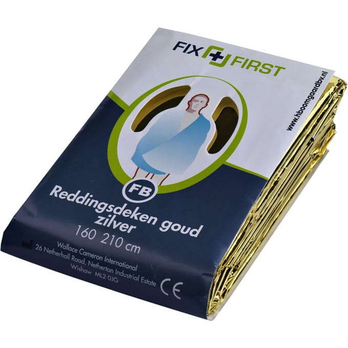 Reddingsdeken FixFirst folie 160x210cm zilver/goud