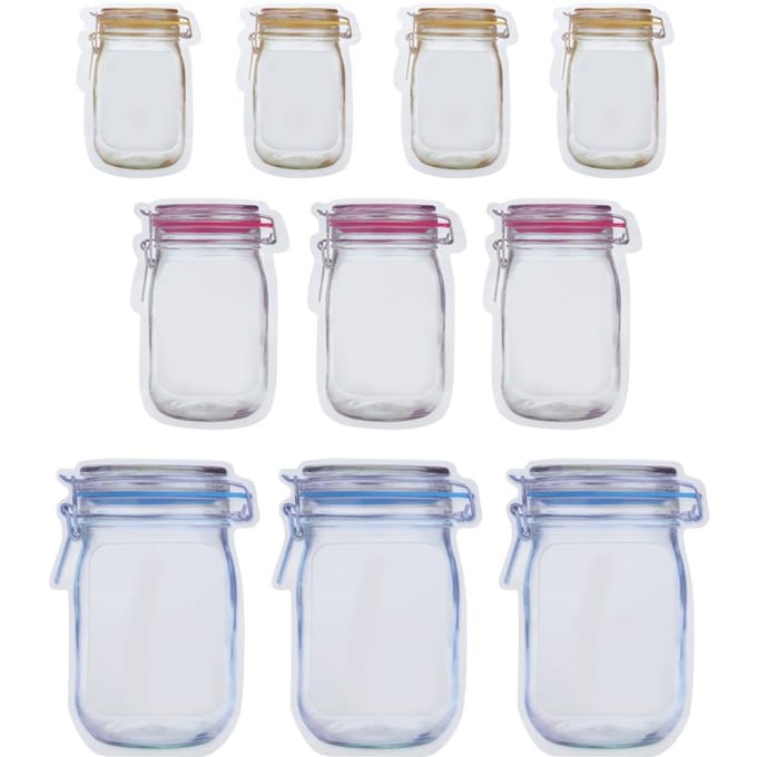10 stuks/Set Multifunctionele Draagbare Transparante Flespatroon Afsluitbare Bewaartas voor Snacks white
