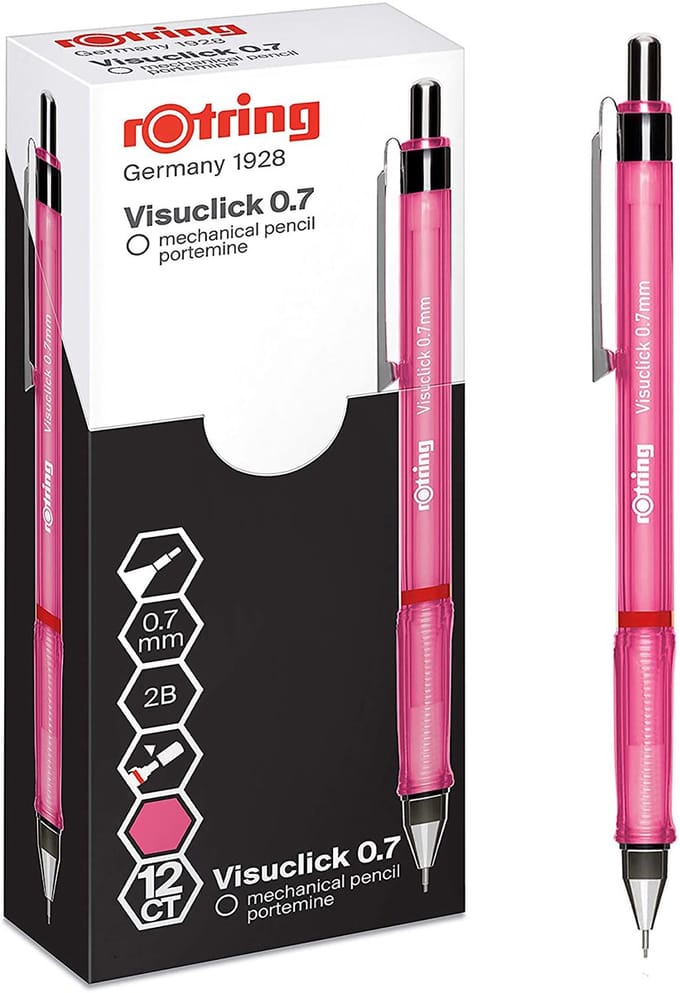rOtring Visuclick-vulpotlood | 0,7 mm | 2B-stift | Felroze behuizing | 1 stuk