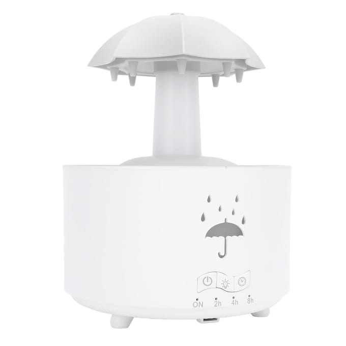 Roterende Paraplu Luchtbevochtiger 300ML Waterdruppel Effect Aromatherapie Essentiële Olie Diffuser met 7 LED wit