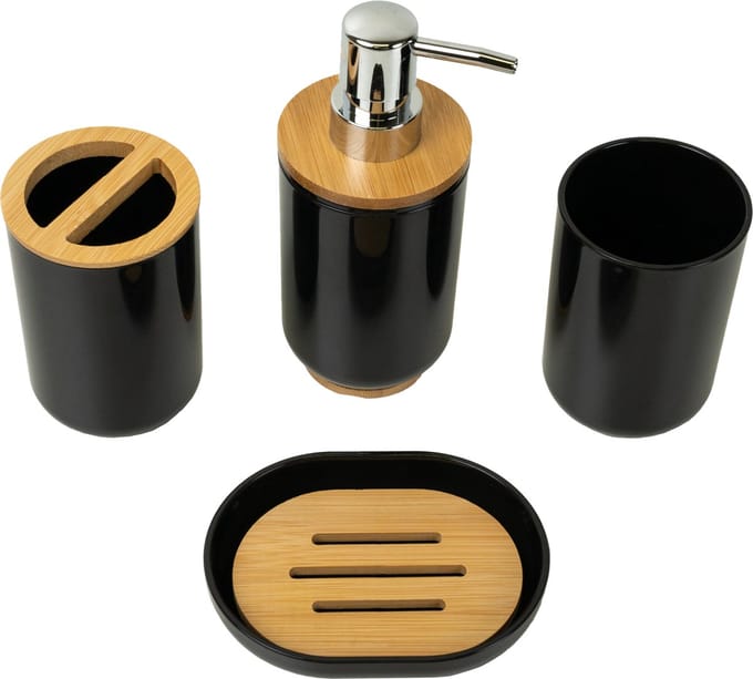Badkamer Set - Badkamer Accessoires - Set van 4 - Zwart