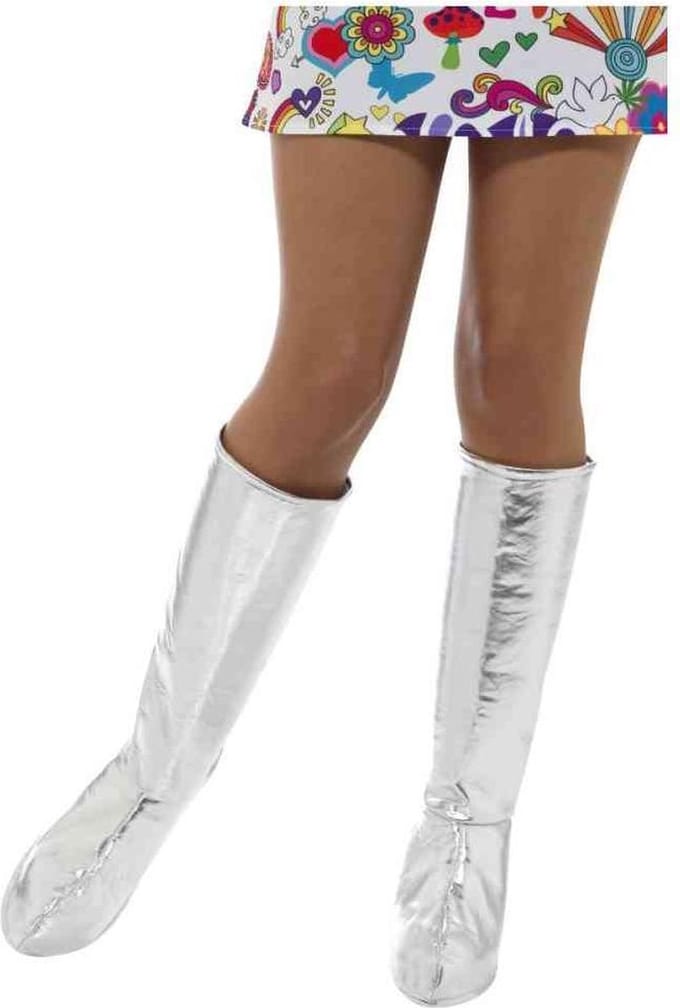 Smiffys - GoGo Boot Covers Kostuum Schoenhoezen - Zilverkleurig