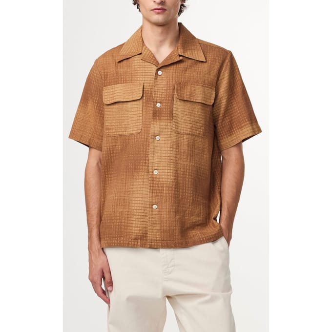 NN.07 Daniel Short Sleeve Brown Print Größe: L | Casual hemden Outlet | Herren | Braun