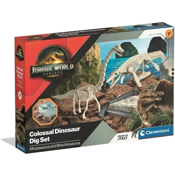 Clementoni - Jurassic World Rebirth - Dinosaurus opgraaf set - Mosasaurus & Brachiosaurus - Vanaf 7 jaar
